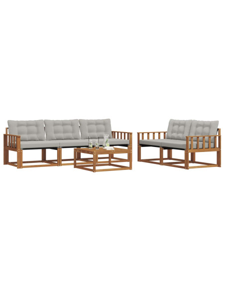 Set di divani con cuscino 6 pcs Grigio Naturale e Chiaro