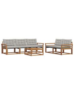 Set di divani con cuscino 6 pcs Grigio Naturale e Chiaro 2