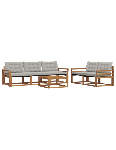 Set di divani con cuscino 6 pcs Grigio Naturale e Chiaro