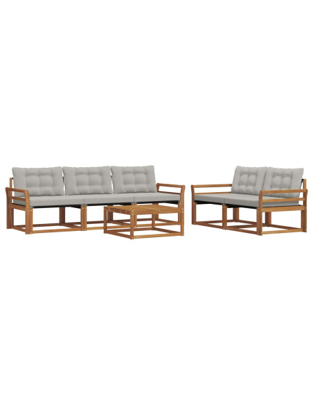 Set di divani con cuscino 6 pcs Grigio Naturale e Chiaro