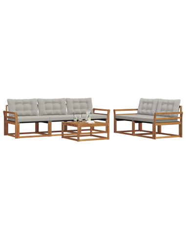 Set di divani con cuscino 6 pcs Grigio Naturale e Chiaro