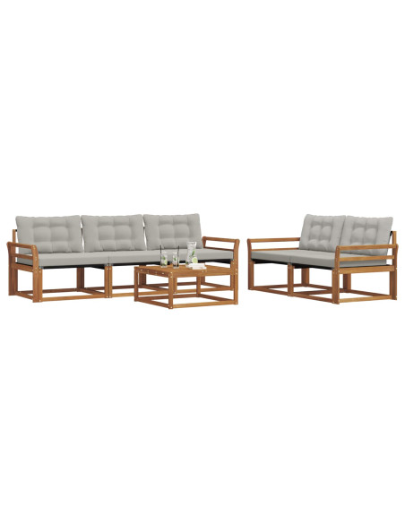 Set di divani con cuscino 6 pcs Grigio Naturale e Chiaro