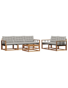 Set di divani con cuscino 6 pcs Grigio Naturale e Chiaro 2