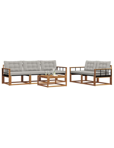 Set di divani con cuscino 6 pcs Grigio Naturale e Chiaro