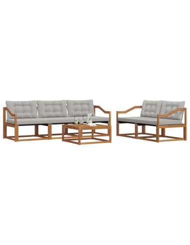 Set di divani con cuscino 6 pcs Grigio Naturale e Chiaro