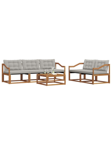 Set di divani con cuscino 6 pcs Grigio Naturale e Chiaro