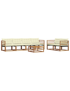 Set di divani con cuscino 7 pcs Naturale e Crema 2