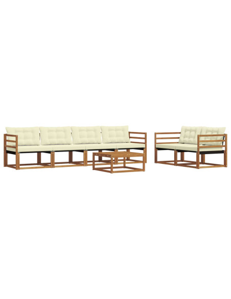 Set di divani con cuscino 7 pcs Naturale e Crema