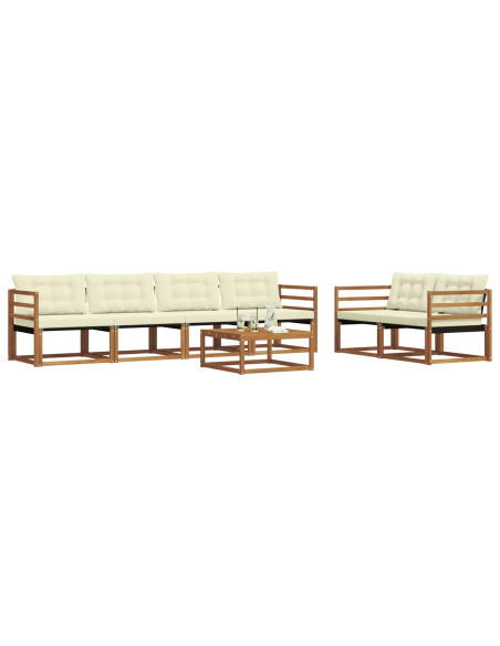 Set di divani con cuscino 7 pcs Naturale e Crema