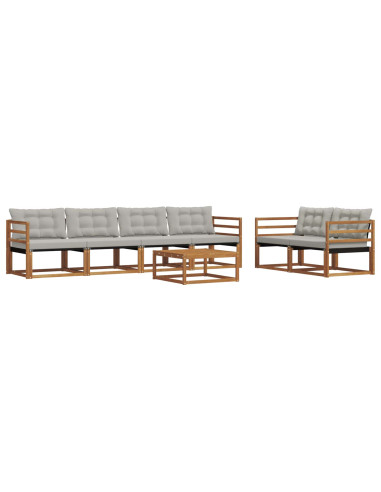 Set di divani con cuscino 7 pcs Grigio Naturale e Chiaro