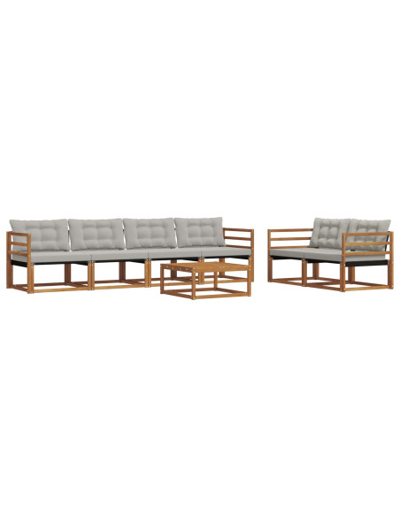 Set di divani con cuscino 7 pcs Grigio Naturale e Chiaro