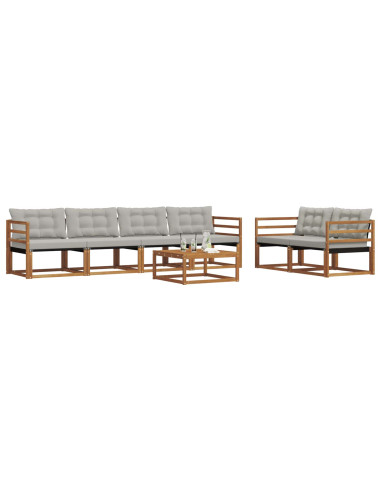 Set di divani con cuscino 7 pcs Grigio Naturale e Chiaro