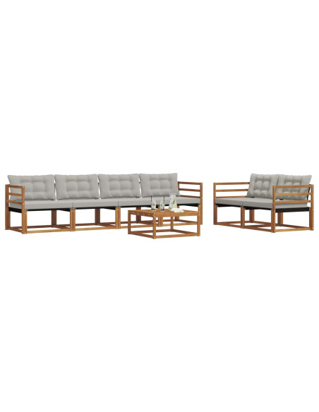 Set di divani con cuscino 7 pcs Grigio Naturale e Chiaro