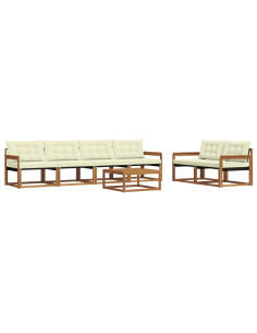 Set di divani con cuscino 7 pcs Naturale e Crema 2