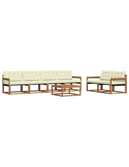 Set di divani con cuscino 7 pcs Naturale e Crema
