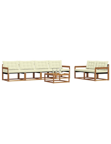 Set di divani con cuscino 7 pcs Naturale e Crema