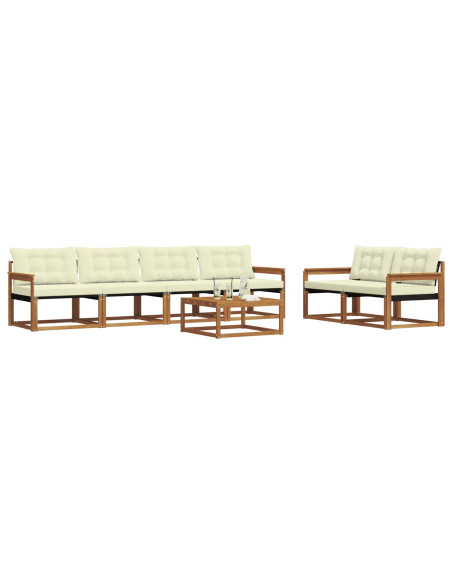 Set di divani con cuscino 7 pcs Naturale e Crema