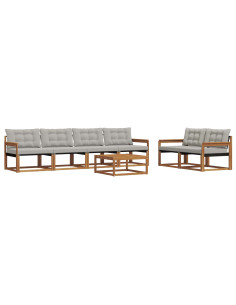 Set di divani con cuscino 7 pcs Grigio Naturale e Chiaro 2