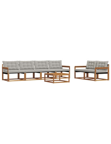Set di divani con cuscino 7 pcs Grigio Naturale e Chiaro