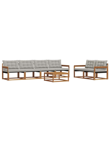 Set di divani con cuscino 7 pcs Grigio Naturale e Chiaro