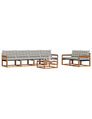 Set di divani con cuscino 7 pcs Grigio Naturale e Chiaro