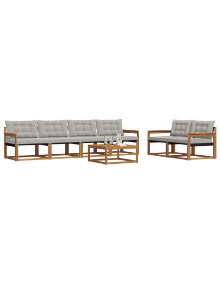 Set di divani con cuscino 7 pcs Grigio Naturale e Chiaro
