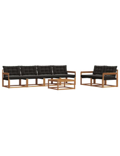 Set di divani con cuscino 7 pcs Naturale e Nero 2