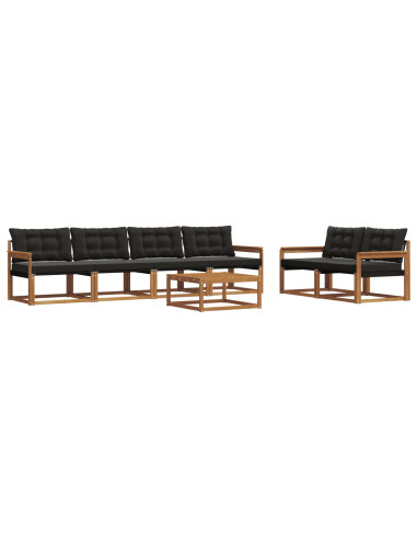 Set di divani con cuscino 7 pcs Naturale e Nero