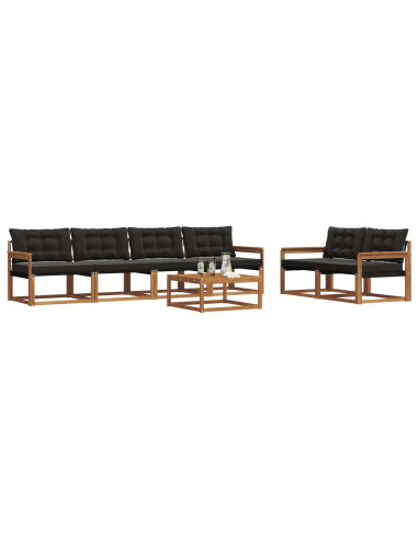 Set di divani con cuscino 7 pcs Naturale e Nero