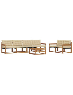 Set di divani con cuscino 7 pcs Naturale e Beige 2