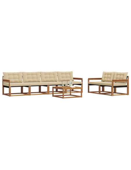 Set di divani con cuscino 7 pcs Naturale e Beige