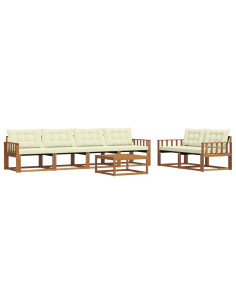Set di divani con cuscino 7 pcs Naturale e Crema 2