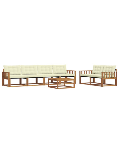 Set di divani con cuscino 7 pcs Naturale e Crema