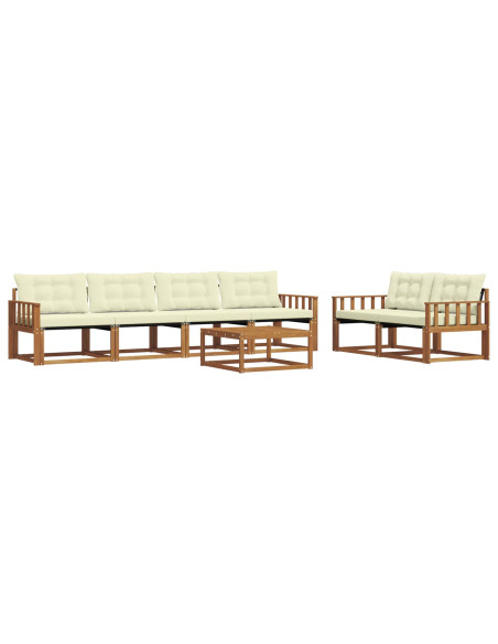 Set di divani con cuscino 7 pcs Naturale e Crema