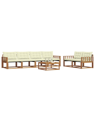 Set di divani con cuscino 7 pcs Naturale e Crema