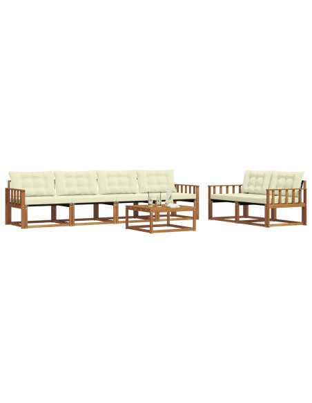 Set di divani con cuscino 7 pcs Naturale e Crema