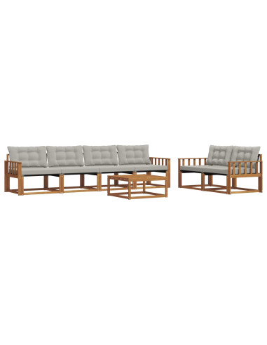 Set di divani con cuscino 7 pcs Grigio Naturale e Chiaro