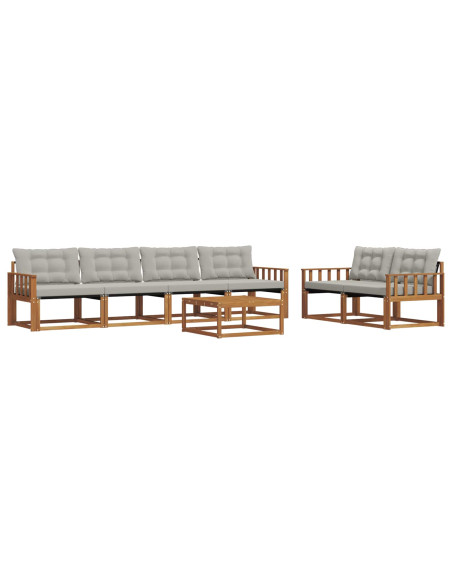 Set di divani con cuscino 7 pcs Grigio Naturale e Chiaro