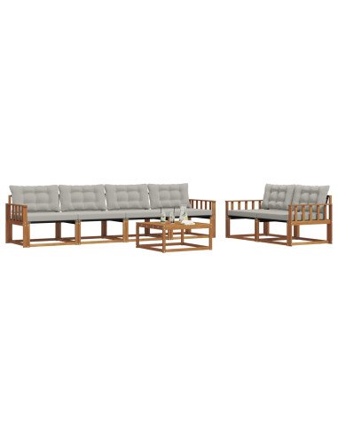 Set di divani con cuscino 7 pcs Grigio Naturale e Chiaro