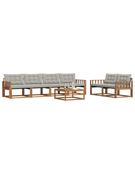 Set di divani con cuscino 7 pcs Grigio Naturale e Chiaro