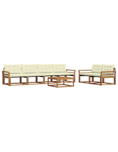 Set di divani con cuscino 7 pcs Naturale e Crema 2