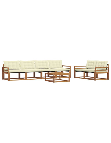 Set di divani con cuscino 7 pcs Naturale e Crema