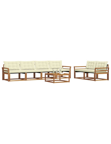 Set di divani con cuscino 7 pcs Naturale e Crema