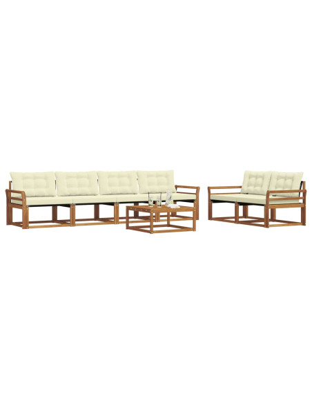 Set di divani con cuscino 7 pcs Naturale e Crema