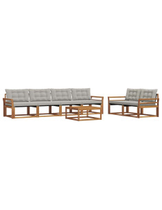 Set di divani con cuscino 7 pcs Grigio Naturale e Chiaro 2
