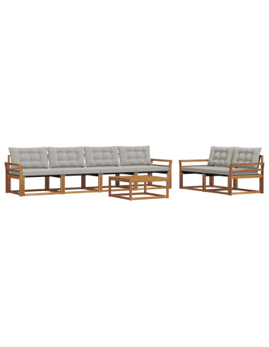 Set di divani con cuscino 7 pcs Grigio Naturale e Chiaro