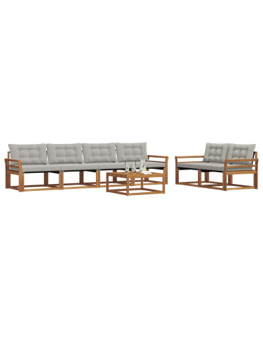 Set di divani con cuscino 7 pcs Grigio Naturale e Chiaro