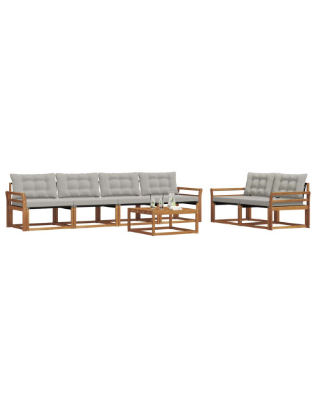 Set di divani con cuscino 7 pcs Grigio Naturale e Chiaro