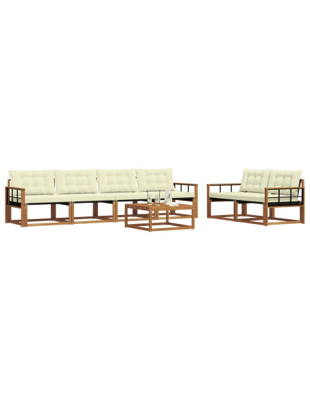Set di divani con cuscino 7 pcs Naturale e Crema