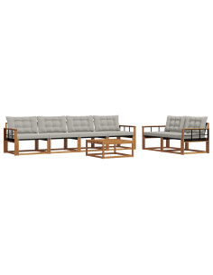 Set di divani con cuscino 7 pcs Grigio Naturale e Chiaro 2